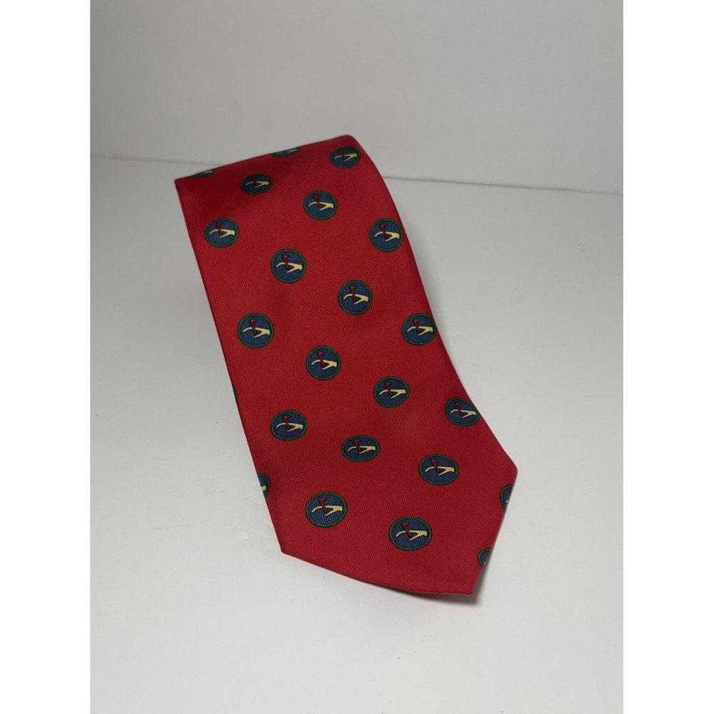 Peter Blair Silk Golf Tie Red Golf Ball Tee Necktie Men's 59"